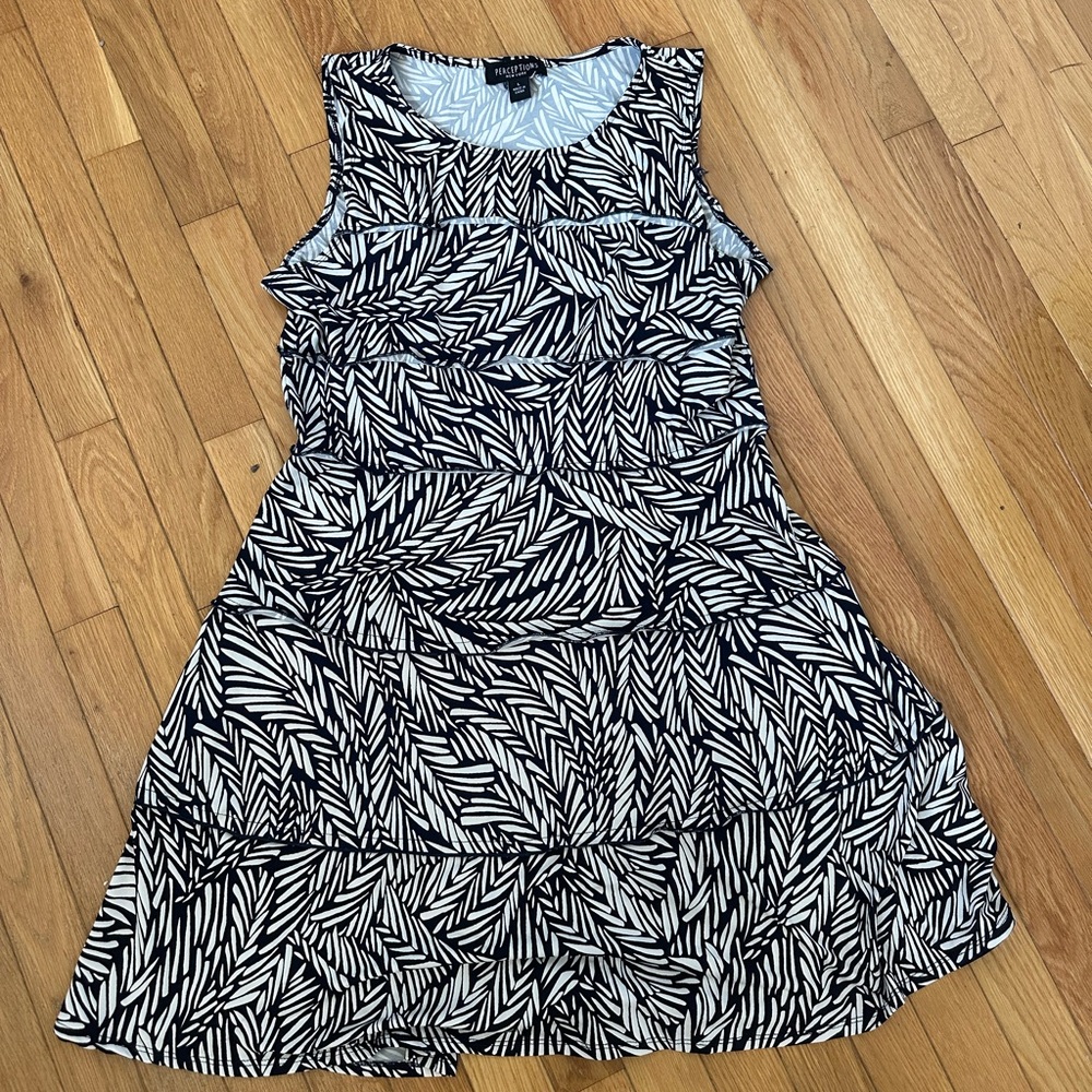 Blue and White Patterned Women's Dress Size Large